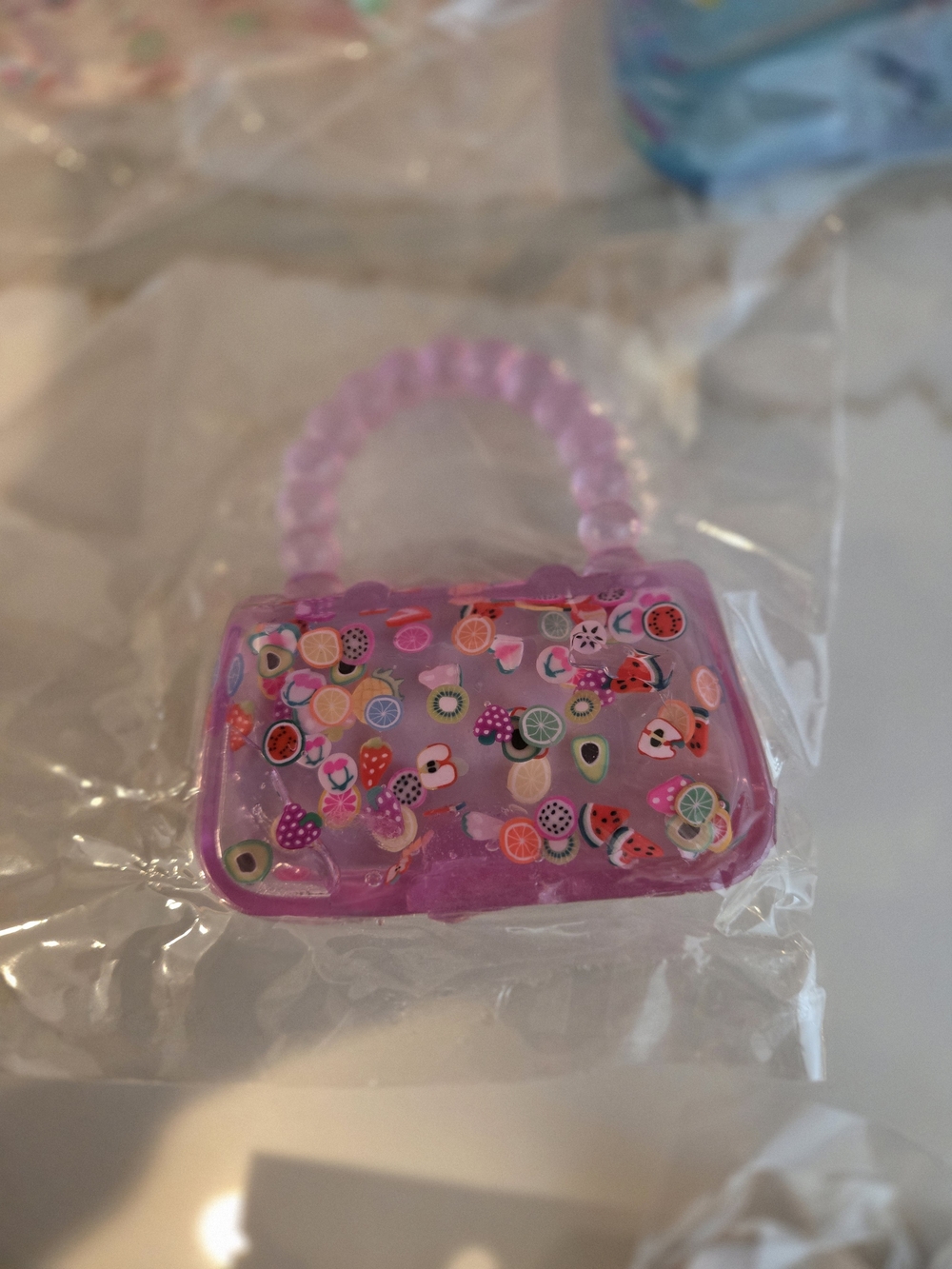 Kids Pink Fruit Pattern Squishy Purse